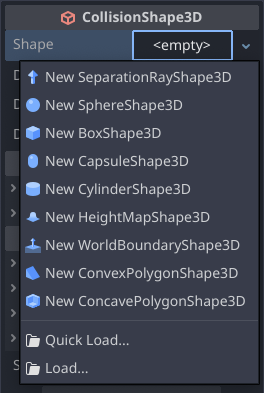 The shape property options